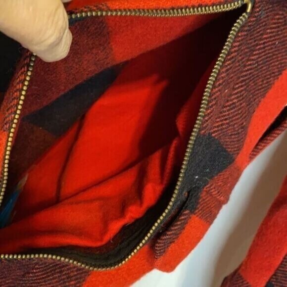 Vintage Johnson Mens Red Black Plaid Wool Hunting Jacket With Hood Multiple Pock - Picture 12 of 14